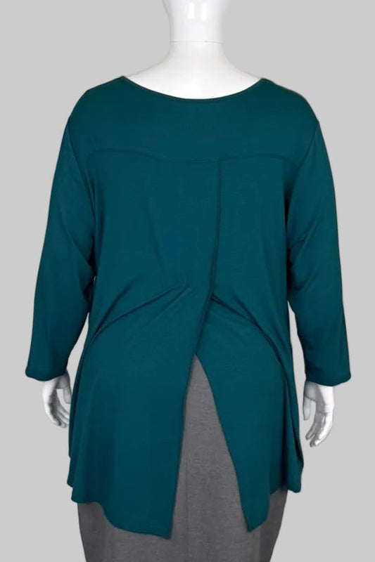 Back view of Blue Sky Teal Green Bamboo Tunic Top in Size 2X