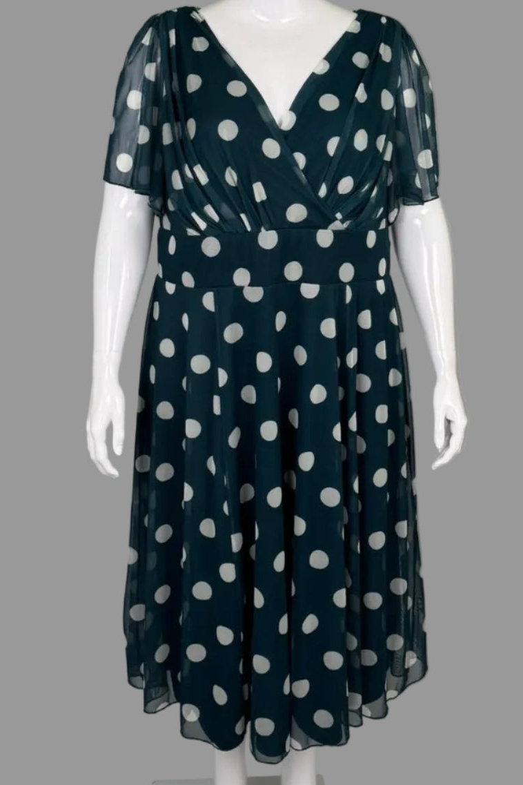 Scarlett & Jo Teal Lollidot Victoria Dress - Size 18