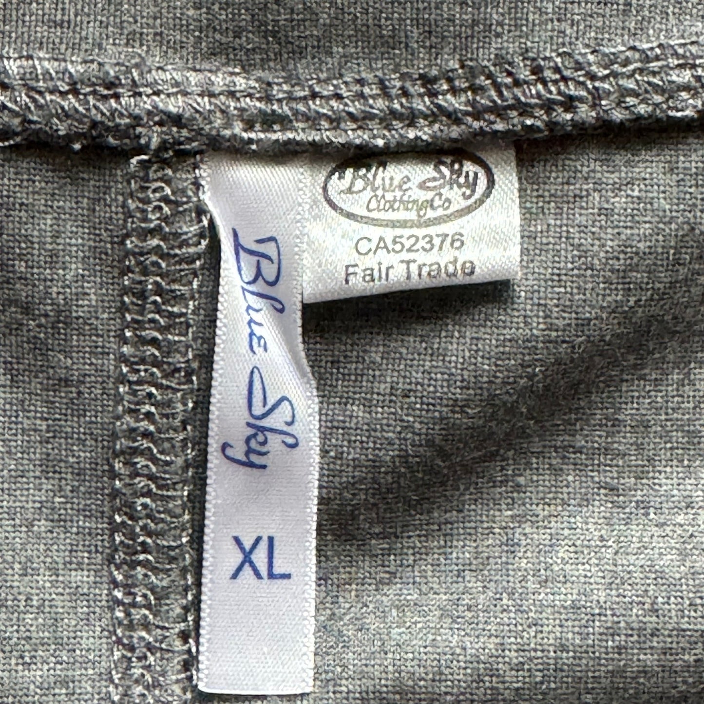 Product tag or label for of the Blue Sky modal grey pencil skirt in midsize XL