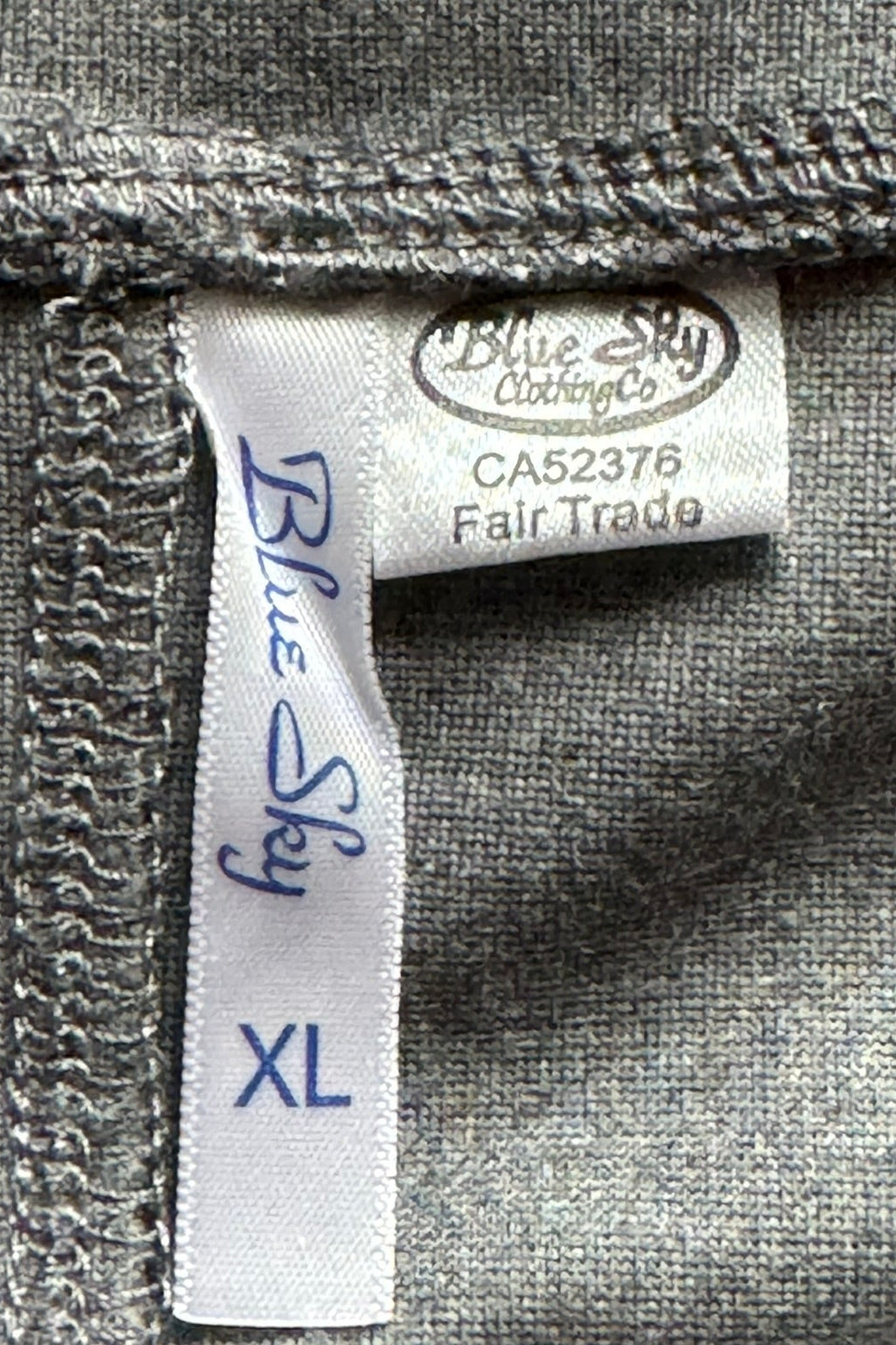 Product tag or label for of the Blue Sky modal grey pencil skirt in midsize XL