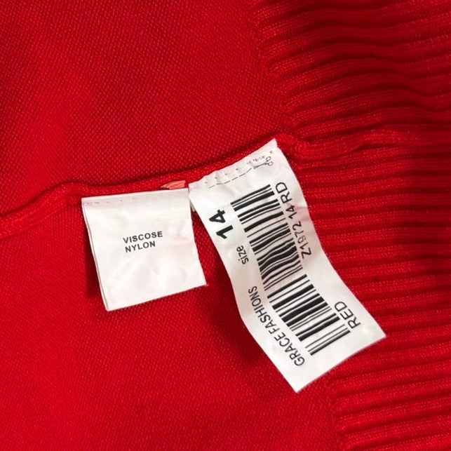 Grace Fashions Vibrant Red Knit Cardigan - Midsize 14