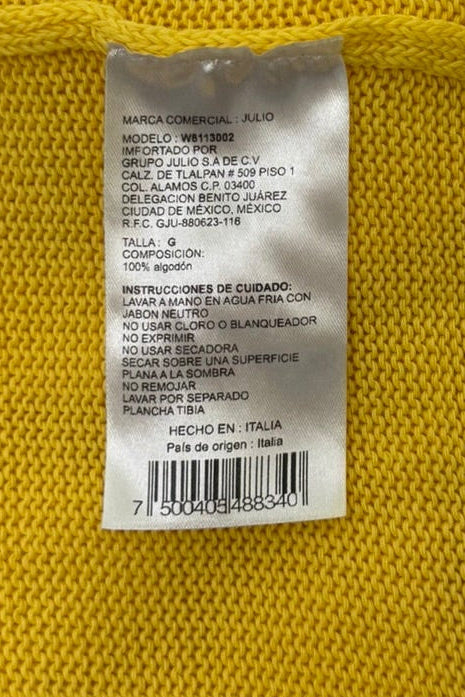 Julio 100% Cotton Yellow Lace Detail Sweater-Size L