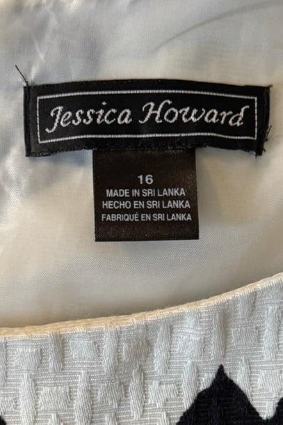Jessica Howard Sleeveless White Floral Dress - Size 16
