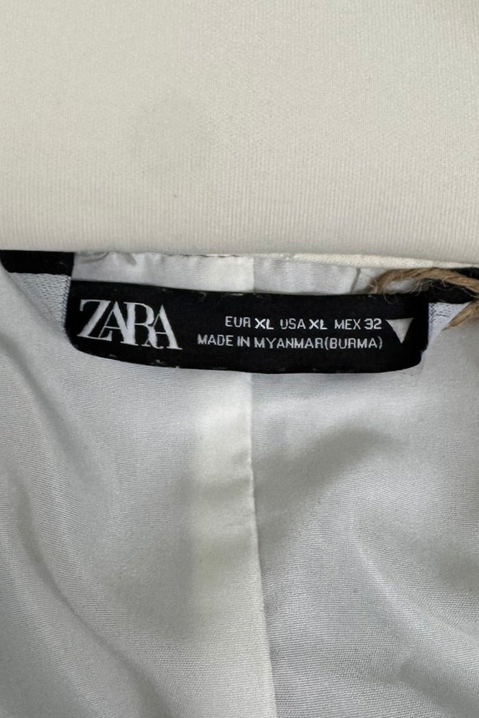 Zara Grey/Ecru Contrast Neoprene Effect Jacket - XL