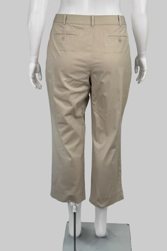 Talbots Curvy Beige Tailored Cropped Pants - Size 16