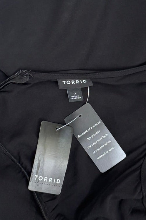 Torrid Black Cinched Peplum Top - Size 2