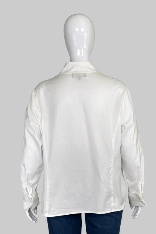 Jones New York 100% Cotton White Blouse with French Cuffs - Size 2X