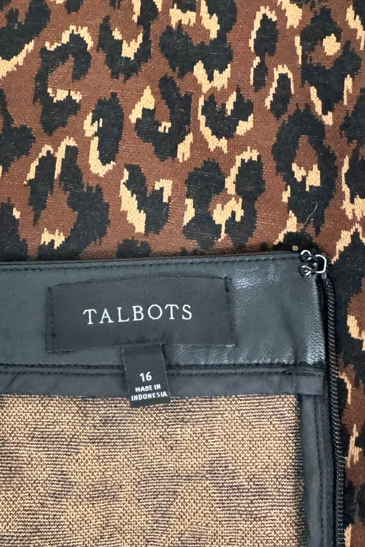 Talbots Stretchy Leopard Print Skirt - Size 16