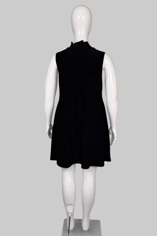 Papa Vancouver Black Cowl Neck Sleeveless Swing Dress - Size L