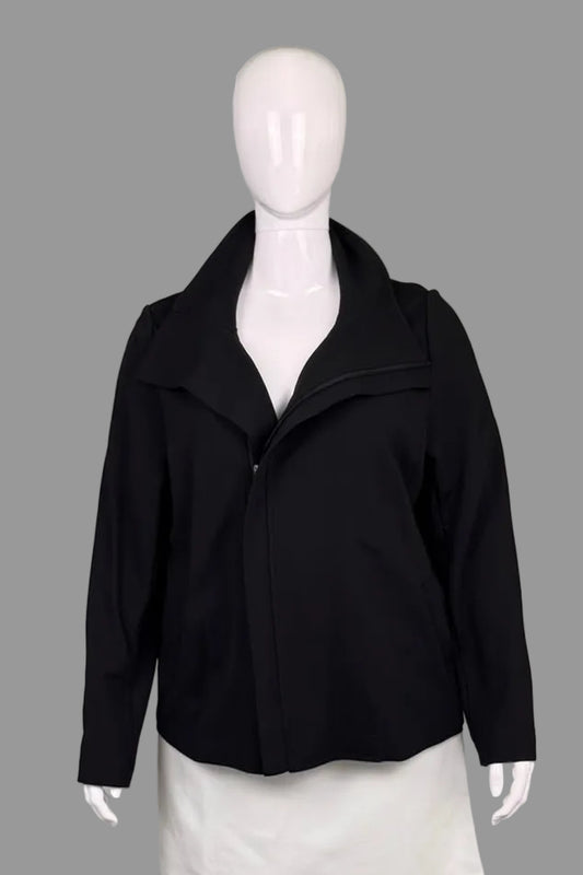 Blue Sky Zip-Up Convertible High Neck Black Jacket Blazer - Size XL
