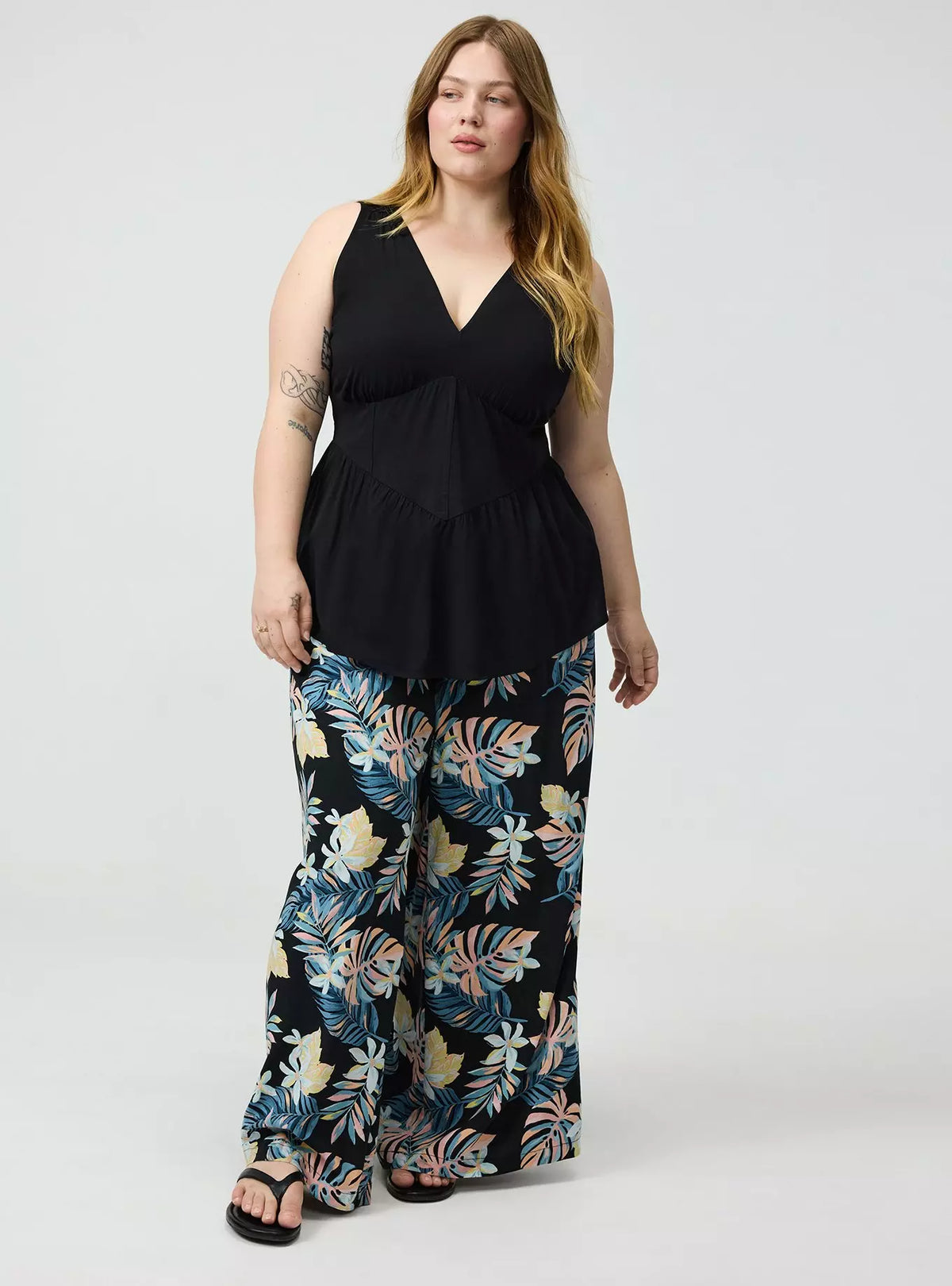 Torrid Black Cinched Peplum Top - Size 2