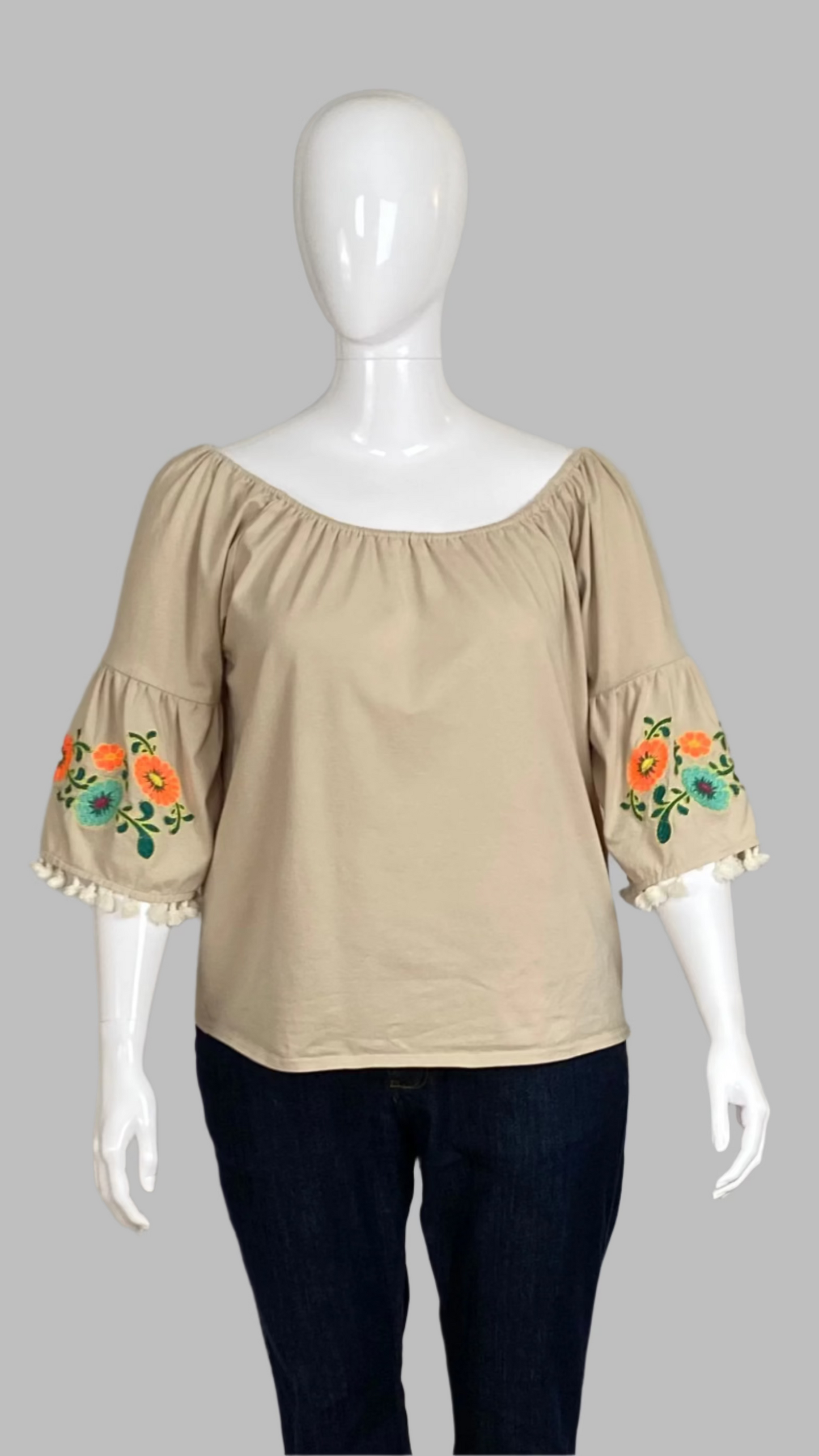 Umgee flower sleeve blouse (L)