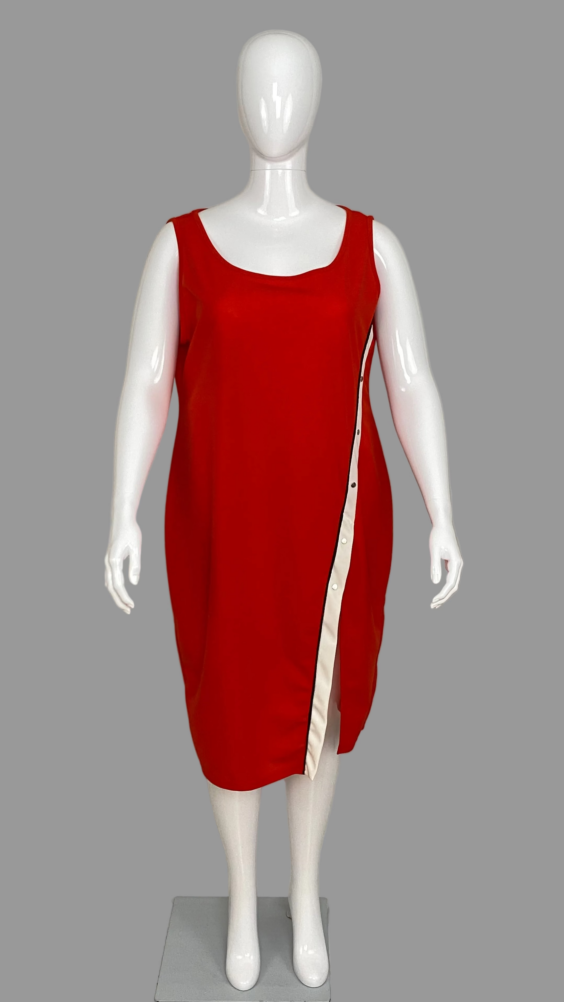 Front view of Bias-Cut Crimson Red Sleeveless Dress in Size XL