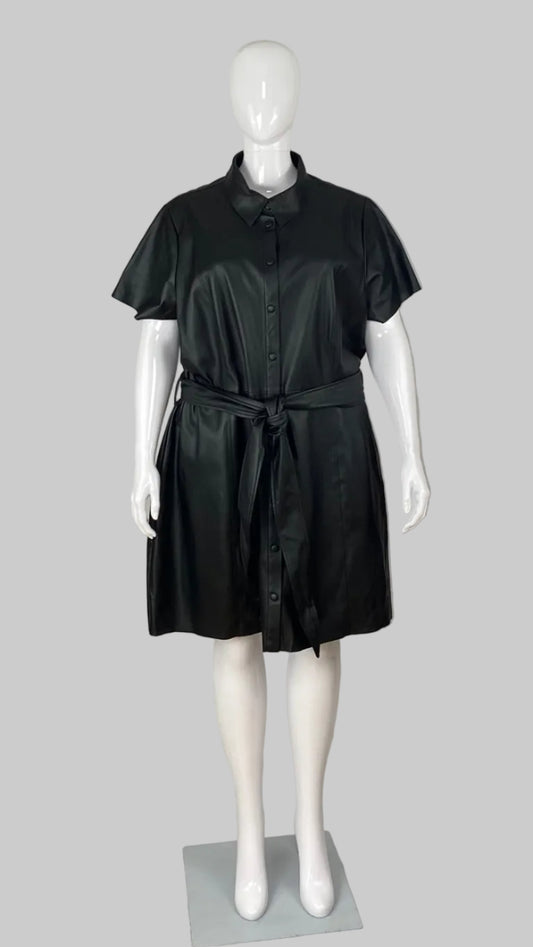 Preowned black faux leather dress