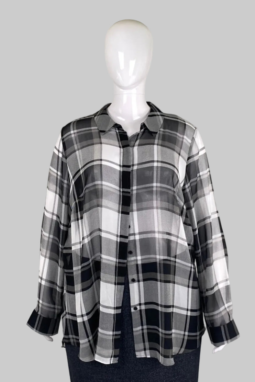 Lane Bryant plaid blouse size 22/24 front view