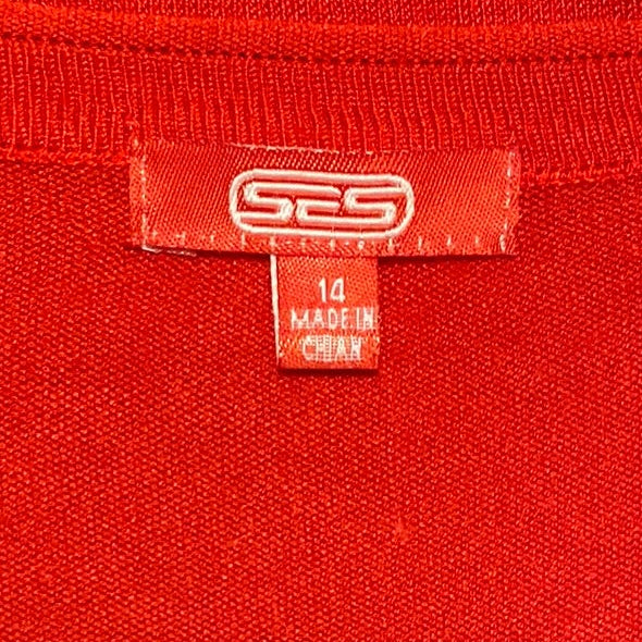Grace Fashions Vibrant Red Knit Cardigan - Midsize 14