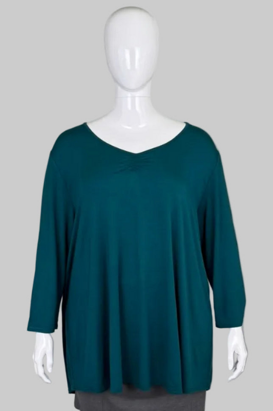 Blue Sky Bamboo Tunic Top - Teal Green Plus Size 2X