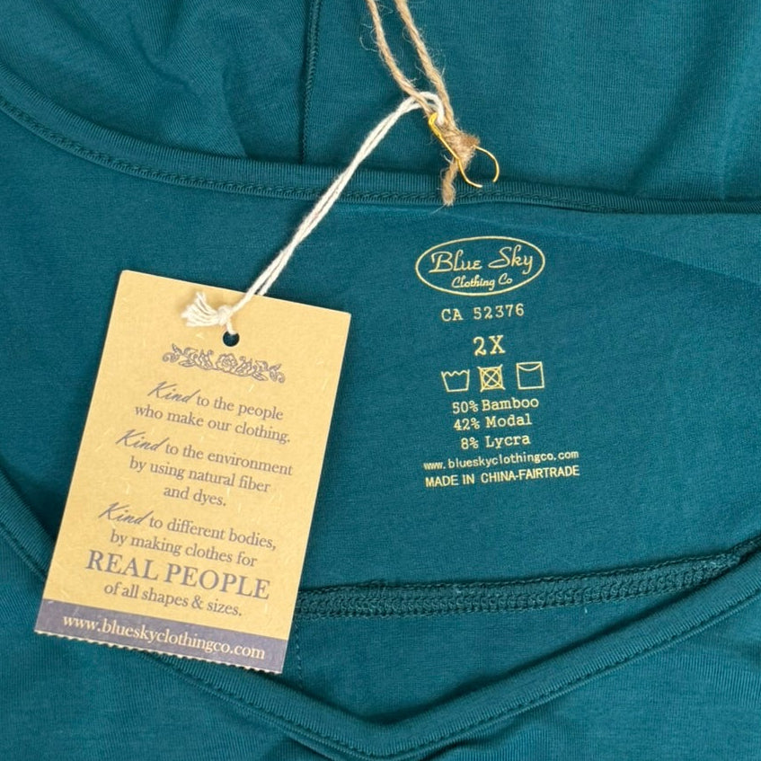 Blue Sky Bamboo Tunic Top - Teal Green Plus Size 2X