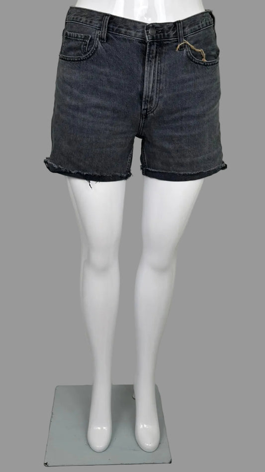 Front view of "The Denim Short" from  Everlane in grey, organic cotton, size L.