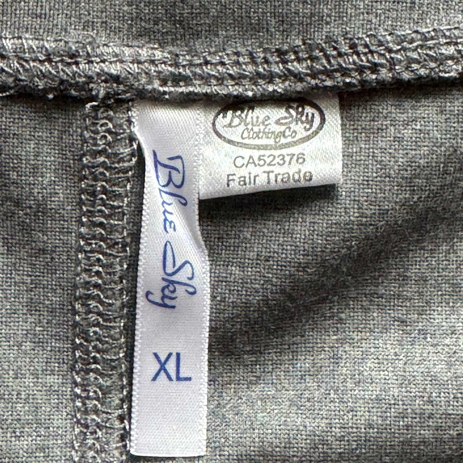 Product tag or label for of the Blue Sky modal grey pencil skirt in midsize XL