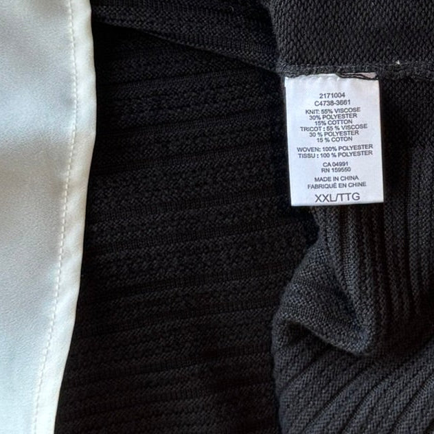 Hilary Radley Mixed Media Black Sweater - Size XXL
