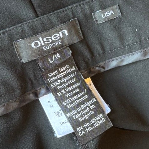Olsen Europe Lisa Black Pants - Straight Leg - Midsize 14