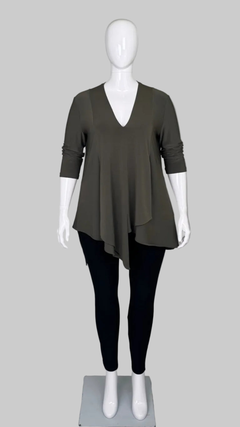 Joseph Ribkoff Asymmetric Green Tunic - Size 16