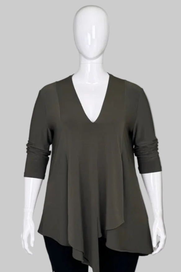 Joseph Ribkoff Asymmetric Green Tunic - Size 16