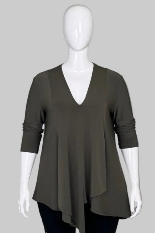Joseph Ribkoff Asymmetric Green Tunic - Size 16
