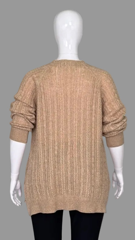 bleu gray Cable Knit Gold Sweater - Midsize XL