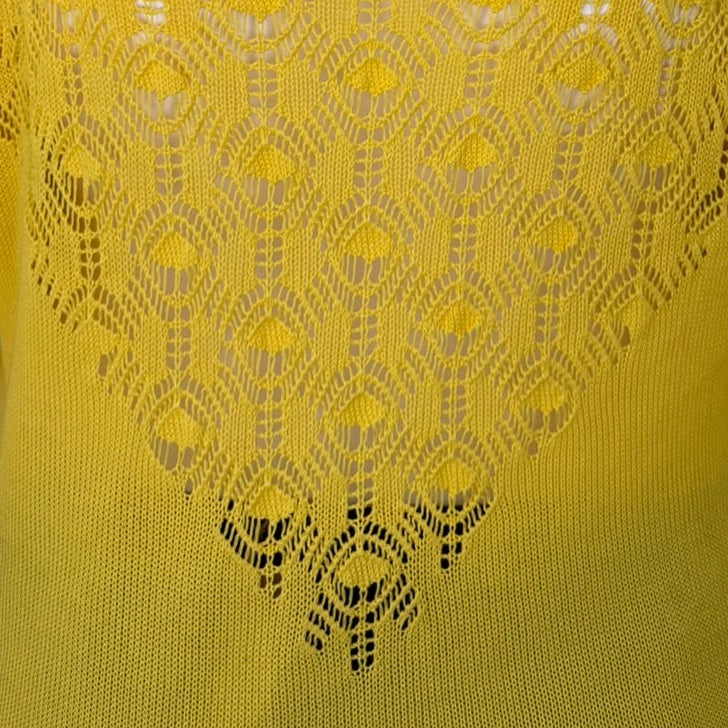 Julio 100% Italian Cotton Yellow Lace Detail Sweater-Size L