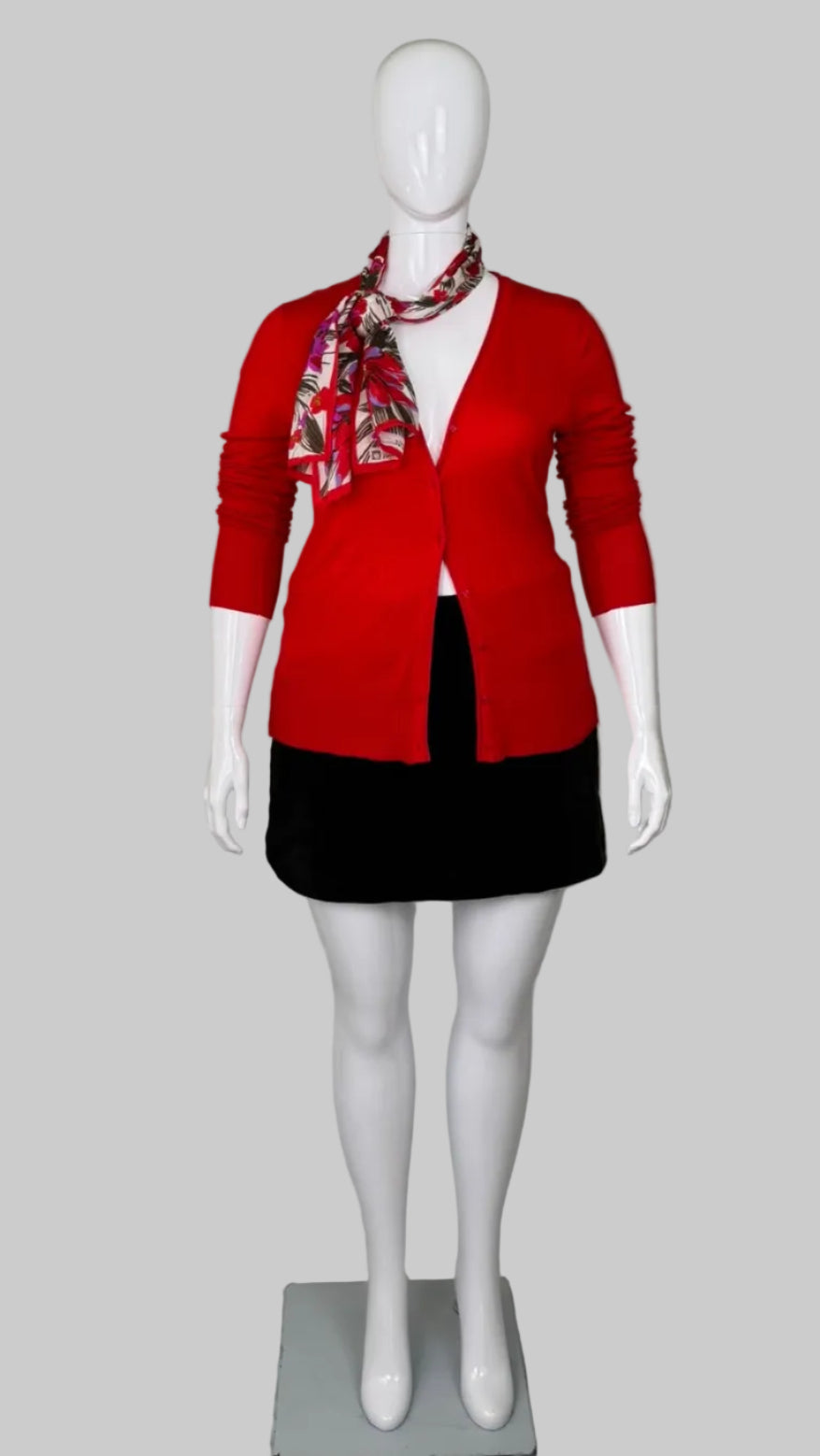 Grace Fashions Vibrant Red Knit Cardigan - Midsize 14