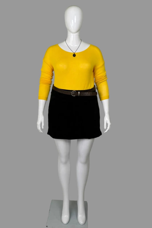Zara Forest Green Corduroy Mini Skirt Size XL with yellow Julio sweater.
