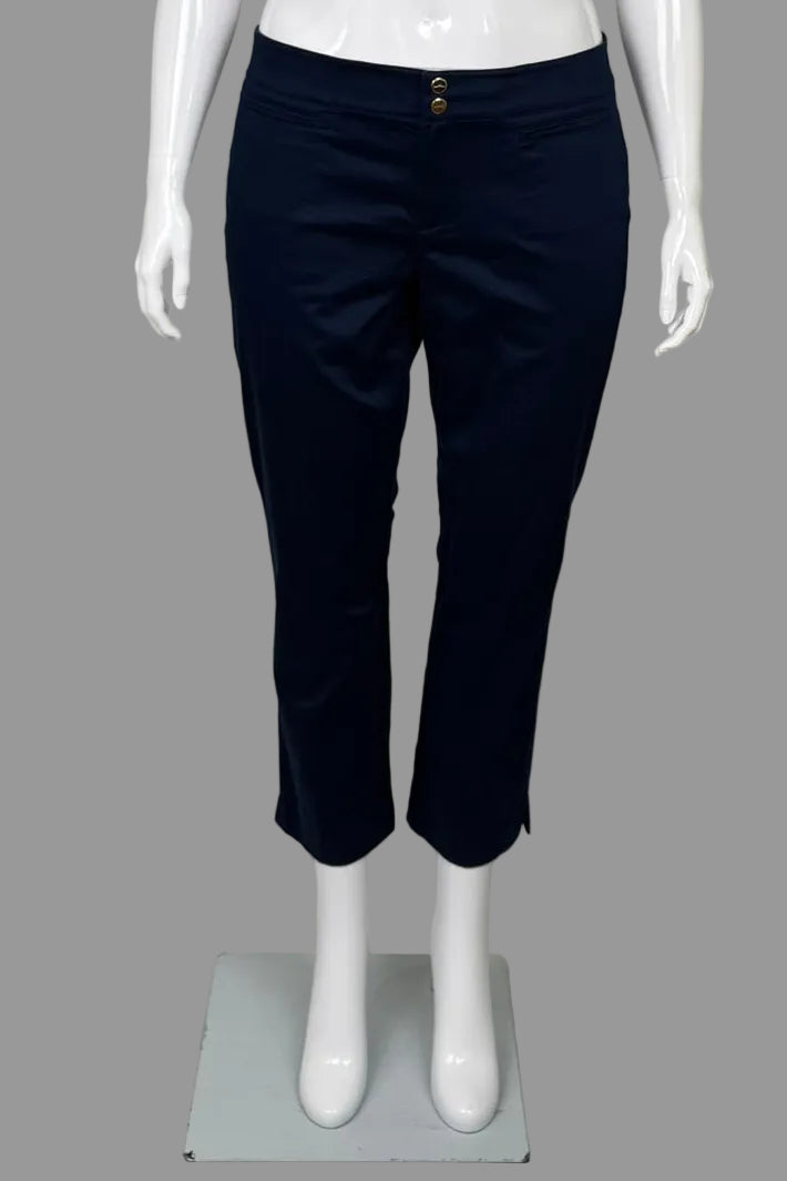 Front view of Lauren Ralph Lauren Petite Navy Blue Pants Size 14P
