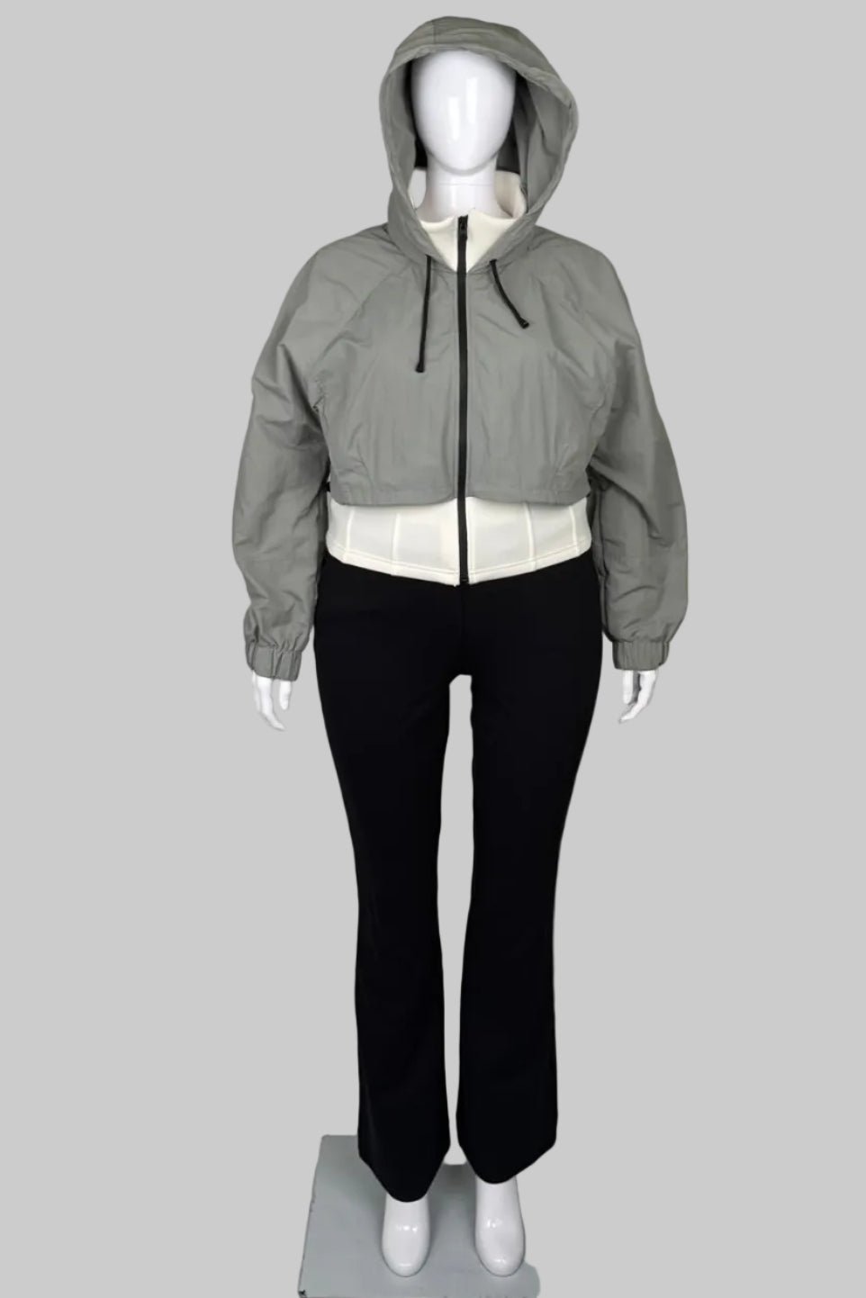 Zara Grey/Ecru Contrast Neoprene Effect Jacket - XL