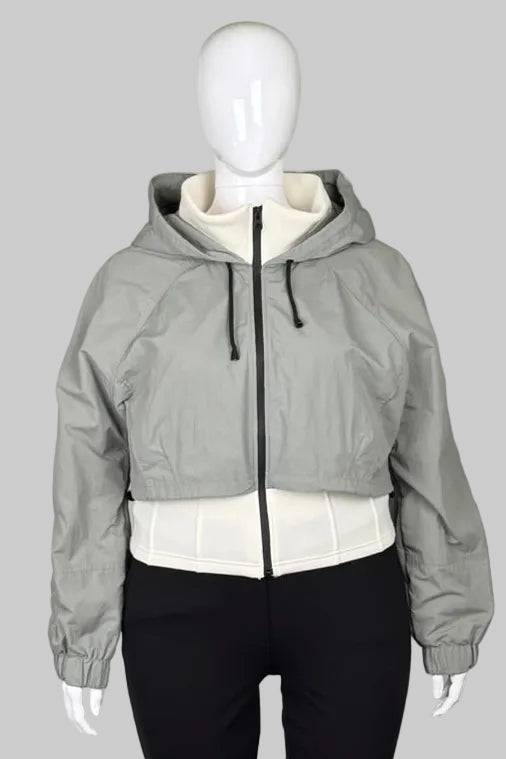 Zara Grey/Ecru Contrast Neoprene Effect Jacket - XL