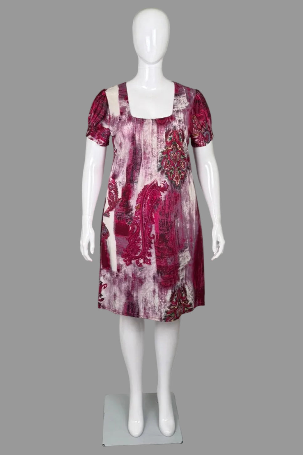 Papa Vancouver Fuchsia & Green Pleated Dress - Size L