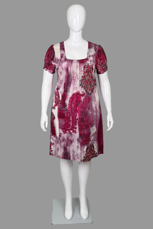 Papa Vancouver Fuchsia & Green Pleated Dress - Size L