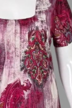 Papa Vancouver Fuchsia & Green Pleated Dress - Size L