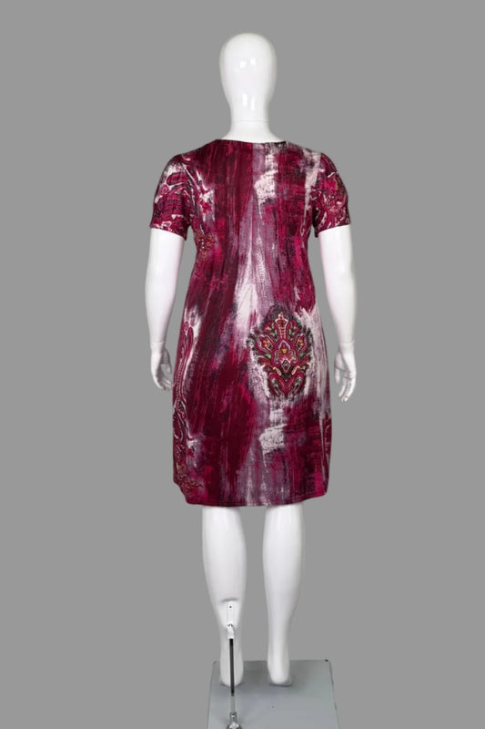 Papa Vancouver Fuchsia & Green Pleated Dress - Size L