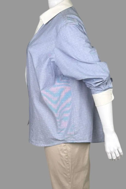 Jones New York Blue and White Cotton Shirt - Plus Size 3X
