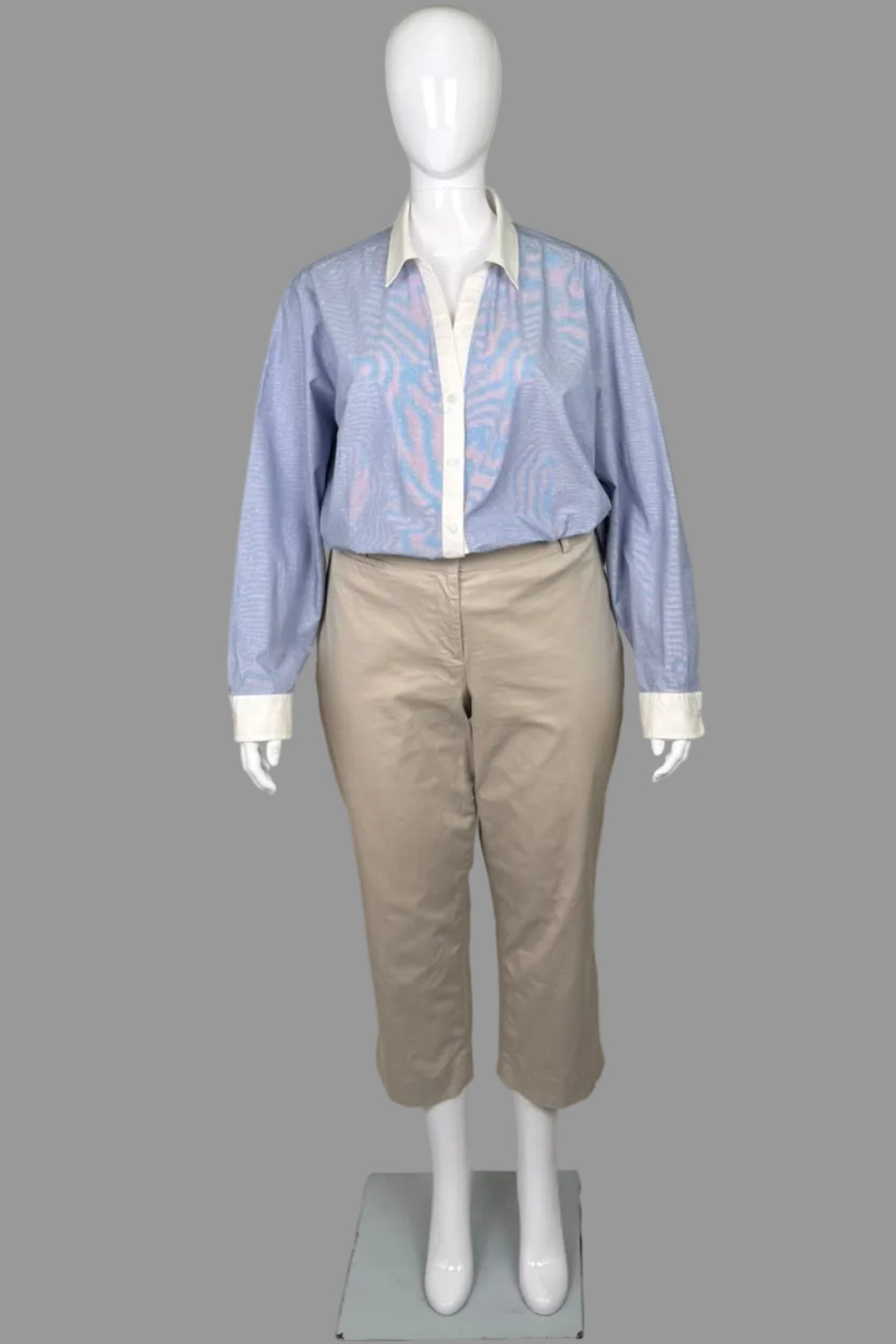 Jones New York Blue and White Cotton Shirt - Plus Size 3X