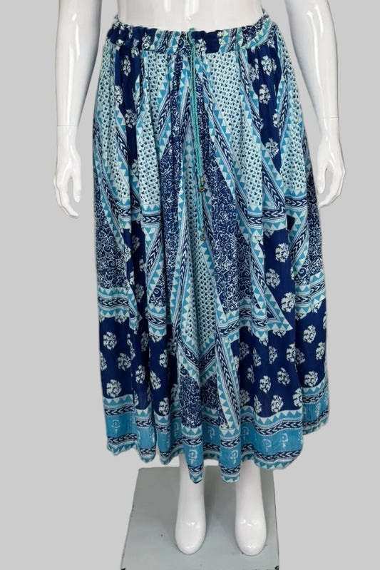 Papa Vancouver Blue Boho Flowy Maxi Skirt - Midsize O/S