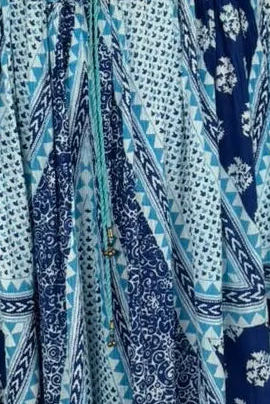 Papa Vancouver Blue Boho Flowy Maxi Skirt - Midsize O/S