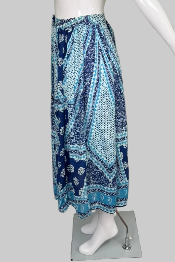 Papa Vancouver Blue Boho Flowy Maxi Skirt - Midsize O/S