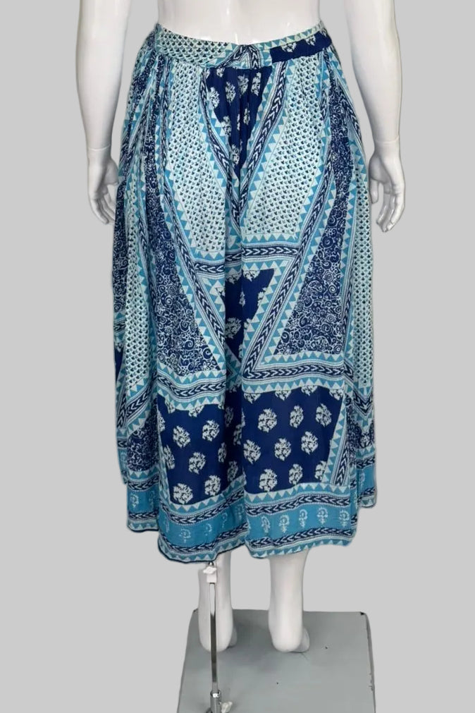 Papa Vancouver Blue Boho Flowy Maxi Skirt - Midsize O/S