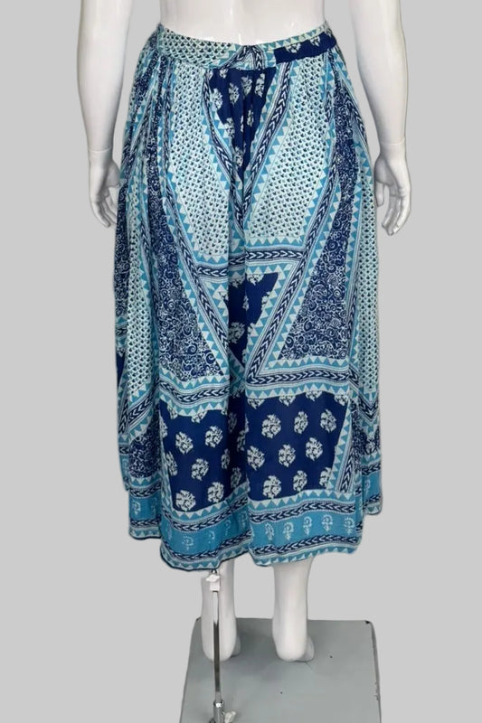 Papa Vancouver Blue Boho Flowy Maxi Skirt - Midsize O/S