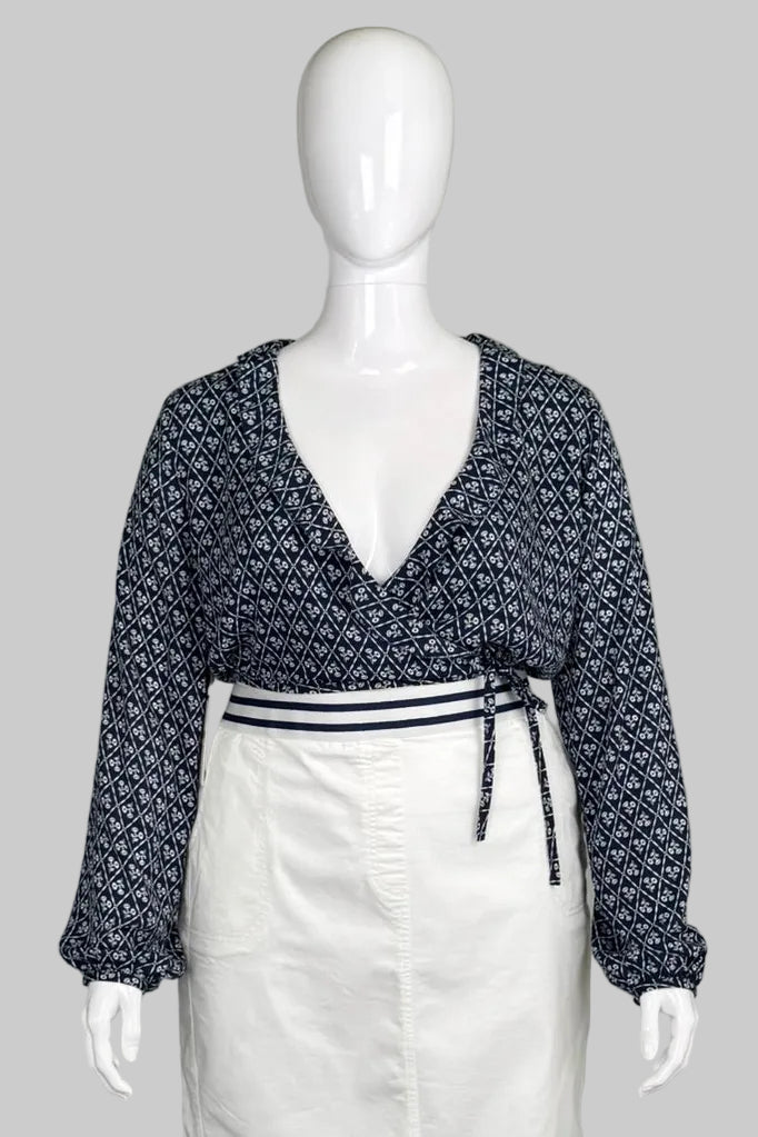 Aritzia Sunday Best Blue Wrap Gigi Blouse - Size L