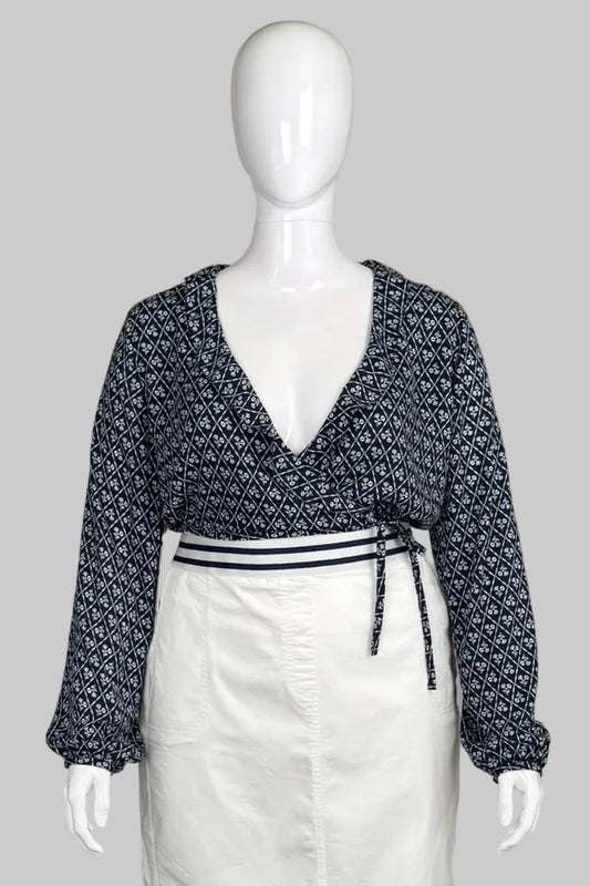 Aritzia Sunday Best Blue Wrap Gigi Blouse - Size L