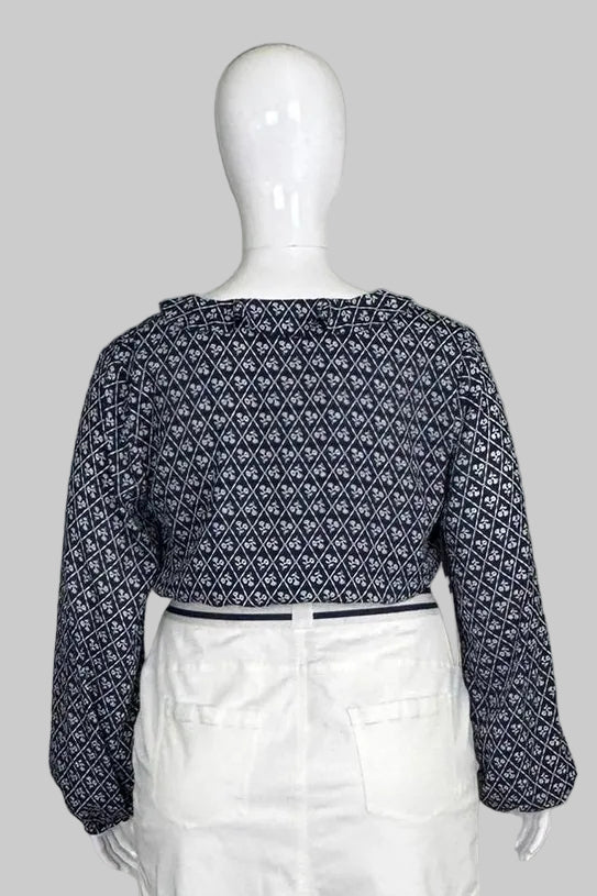 Aritzia Sunday Best Blue Wrap Gigi Blouse - Size L